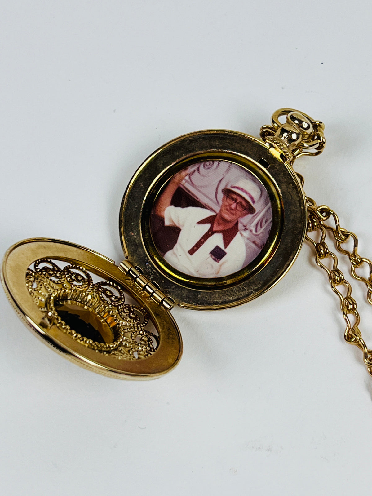 Vintage Gold Tone Faux Topaz Locket