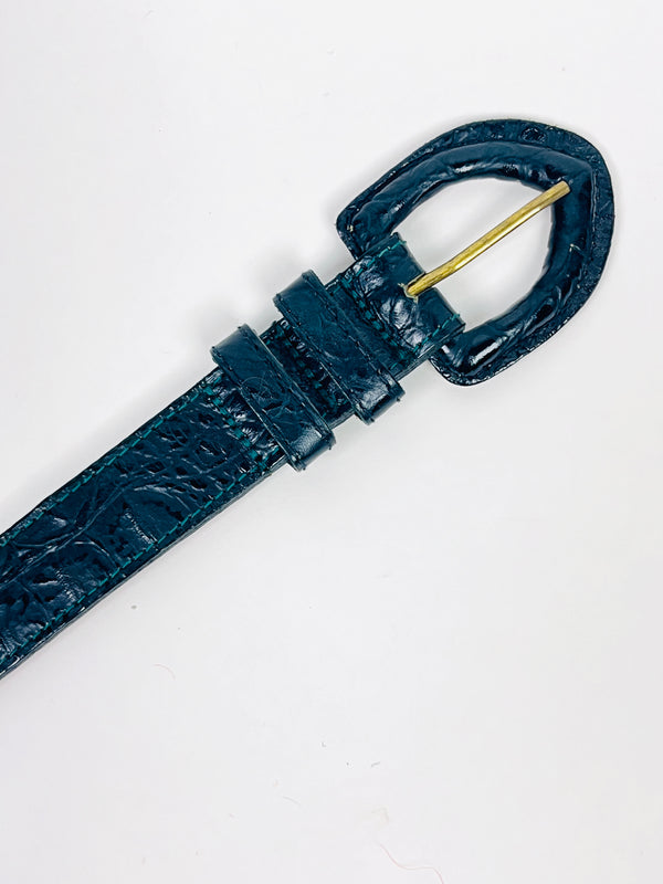 Vintage Dark Green Leather Belt