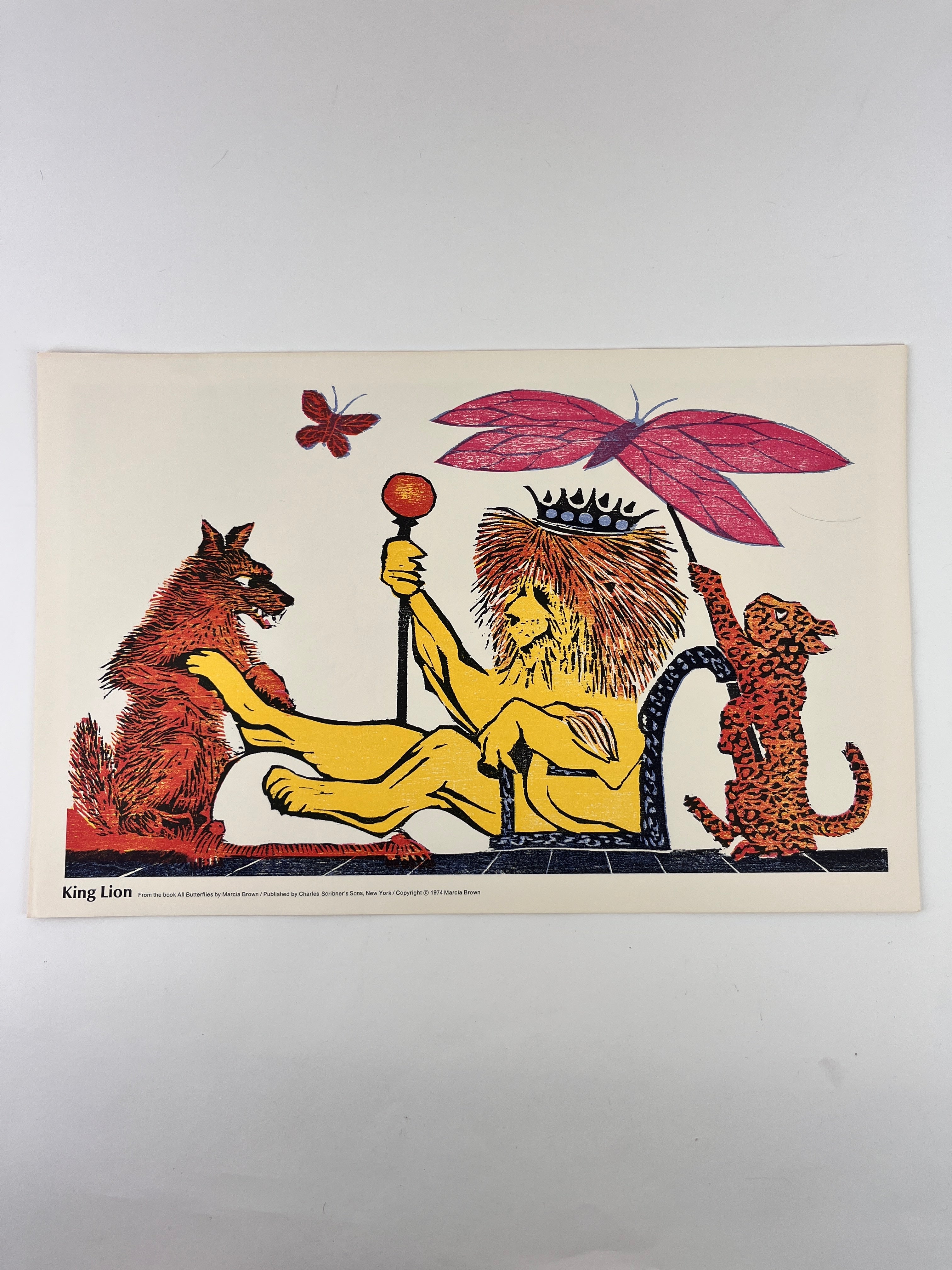 Vintage “King Lion” Lithograph by Marcia Brown, 1974 – Dovetail