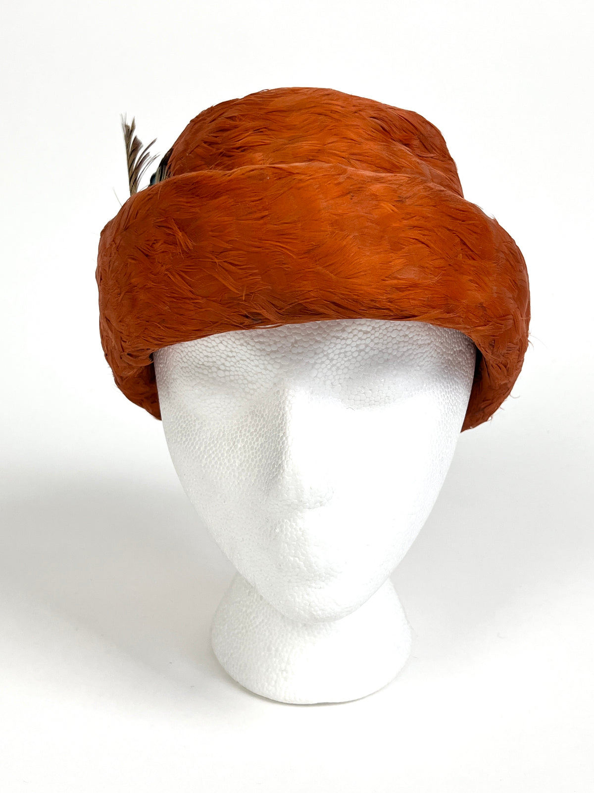 Vintage Orange Feather Hat