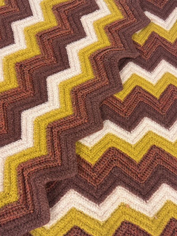 Vintage Multicolor Chevron Wool Blanket