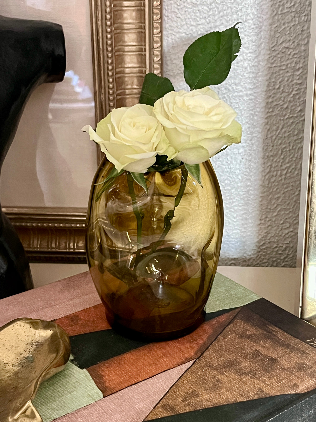 Vintage Amber Blown Glass Vase