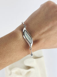 Vintage Modernist Sterling Mother of Pearl Bracelet