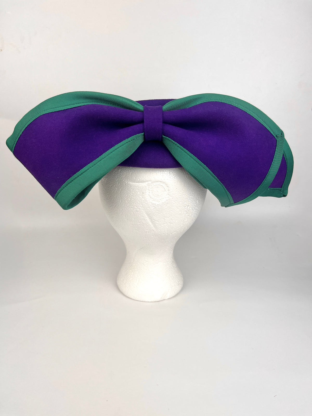 Vintage Colorblock Wool Hat with Bow