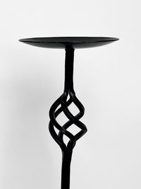 Vintage Wrought Iron Candle Holders & Snuffer, 3pc Set