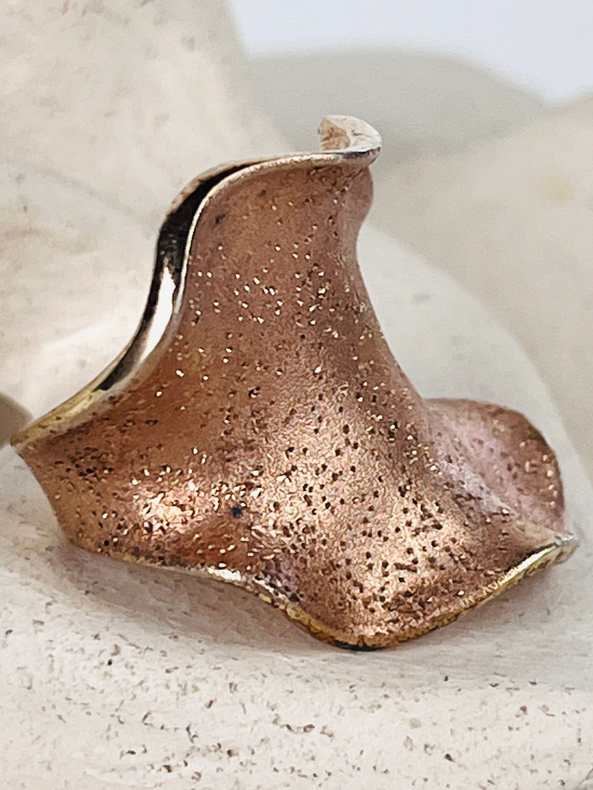 Vintage Rose Gold Vermeil Sterling Silver Shimmer Ring