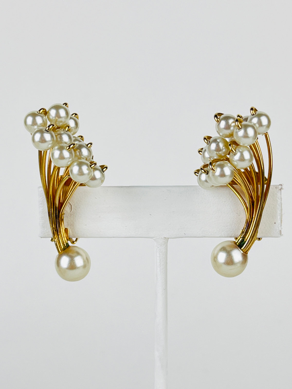 Vintage Faux Pearl Bouquet Earrings