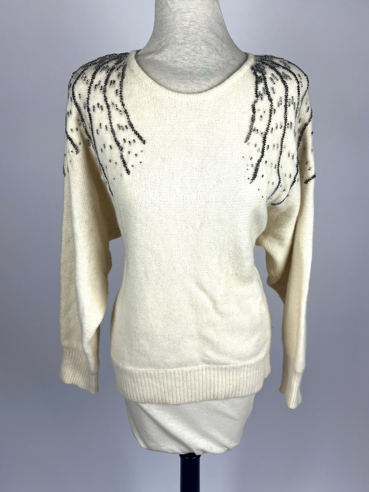 Vintage Beaded Angora & Wool Sweater