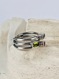 Modernist Sterling Gemstone Ring