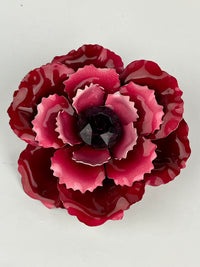 Vintage Enameled Metal Rose Brooch