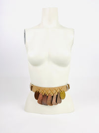 Vintage Leather, Metal, and Cord Belt