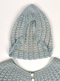Vintage Baby Silk Cardigan, Hat, & Booties Set