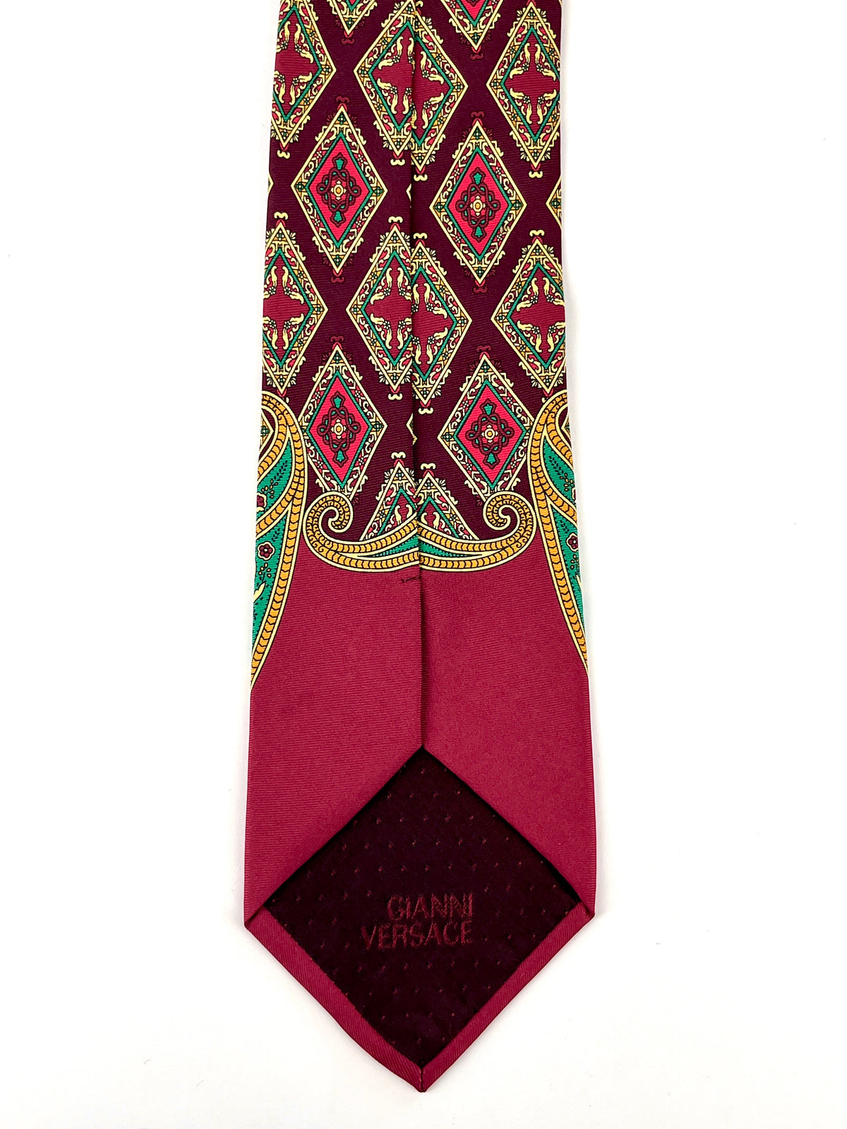 Gianni Versace Vintage 90s Silk Tie, Paisley Arabesque Design