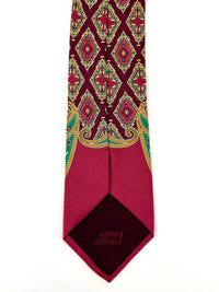 Gianni Versace Vintage 90s Silk Tie, Paisley Arabesque Design