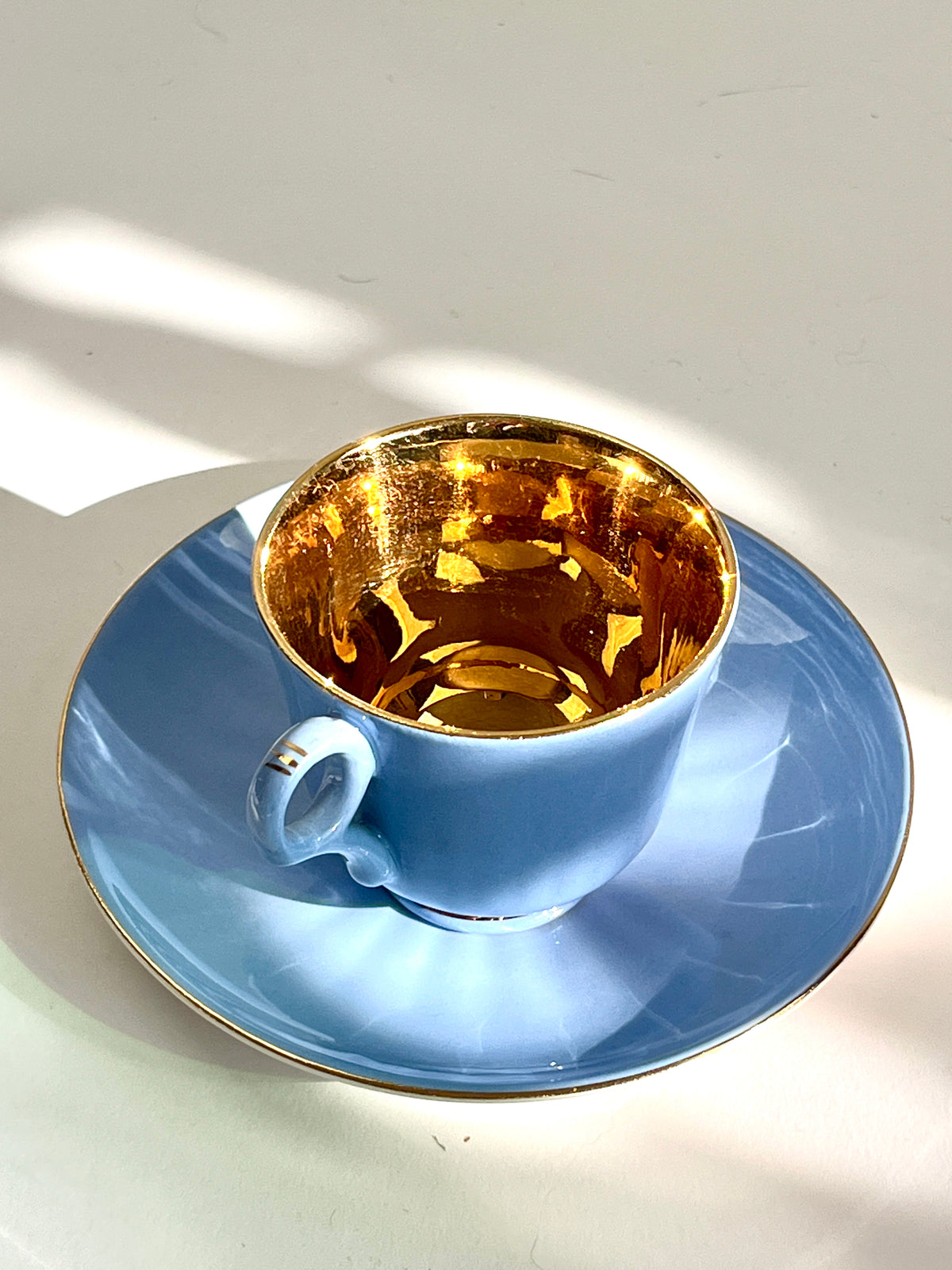Vintage 22k Gold-Plated Porcelain Demitasse Cup & Saucer, made in Norway