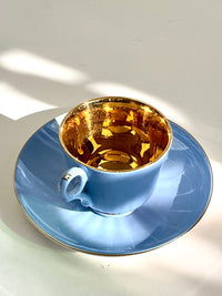 Vintage 22k Gold-Plated Porcelain Demitasse Cup & Saucer, made in Norway