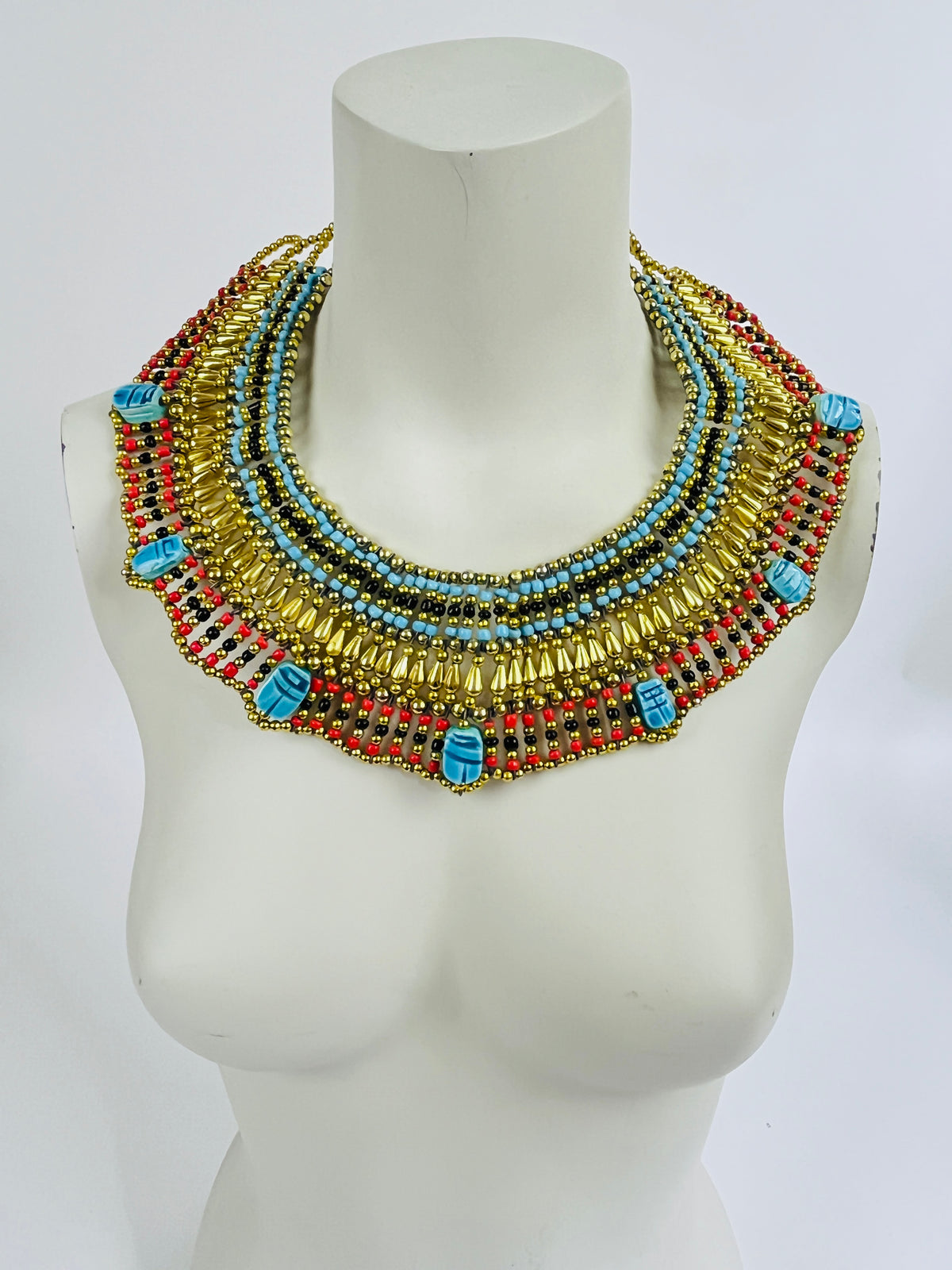 Egyptian Beaded Scarab Necklace