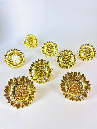 Vintage Brass Sunflower Napkin Rings