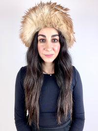 Vintage 70s Tan & White Shearling Hat