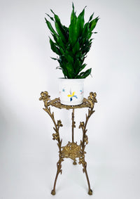 Vintage French Art Nouveau Brass Plant Stand