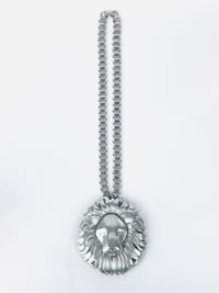 Vintage Silver Tone Lion Head Necklace