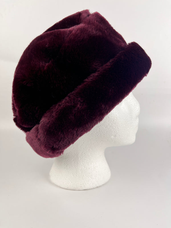 Vintage Reddish Brown Faux Fur Hat