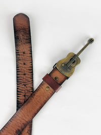 Vintage Guitar Buckle Leather Belt