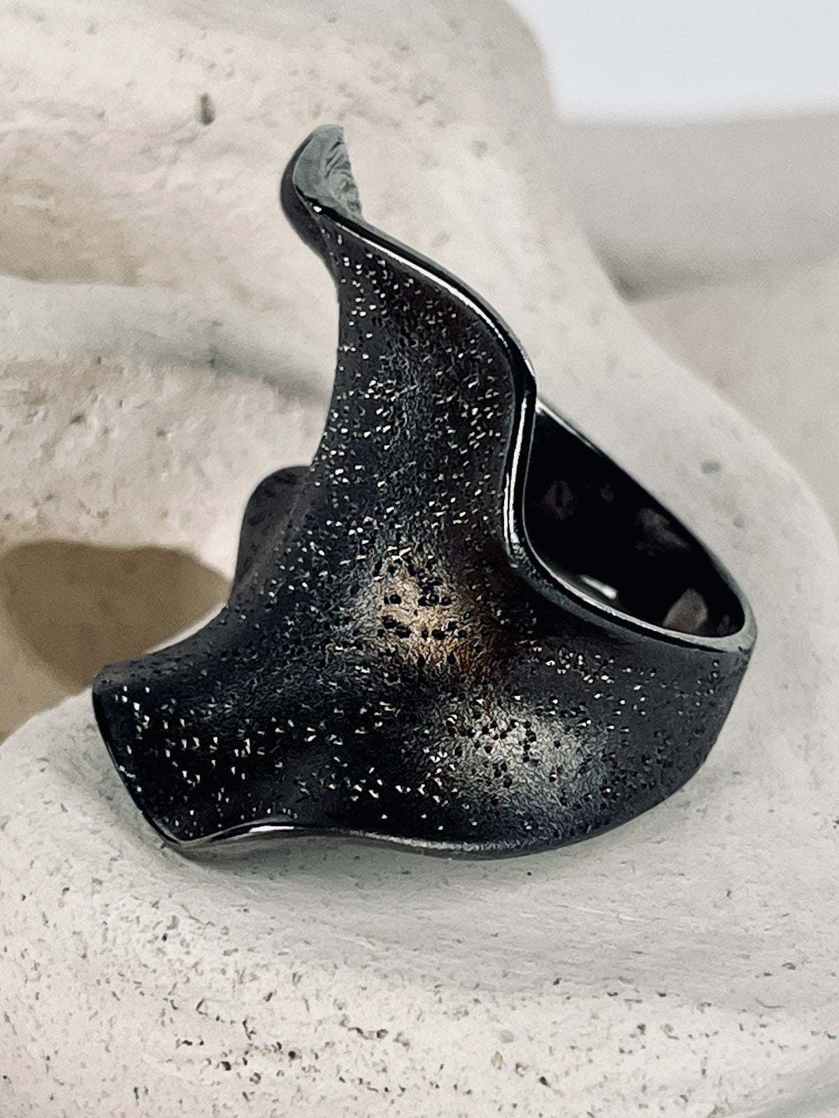 Vintage Oxidized Sterling Silver Shimmer Ring