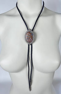 Vintage Agate Stone Bolo Tie