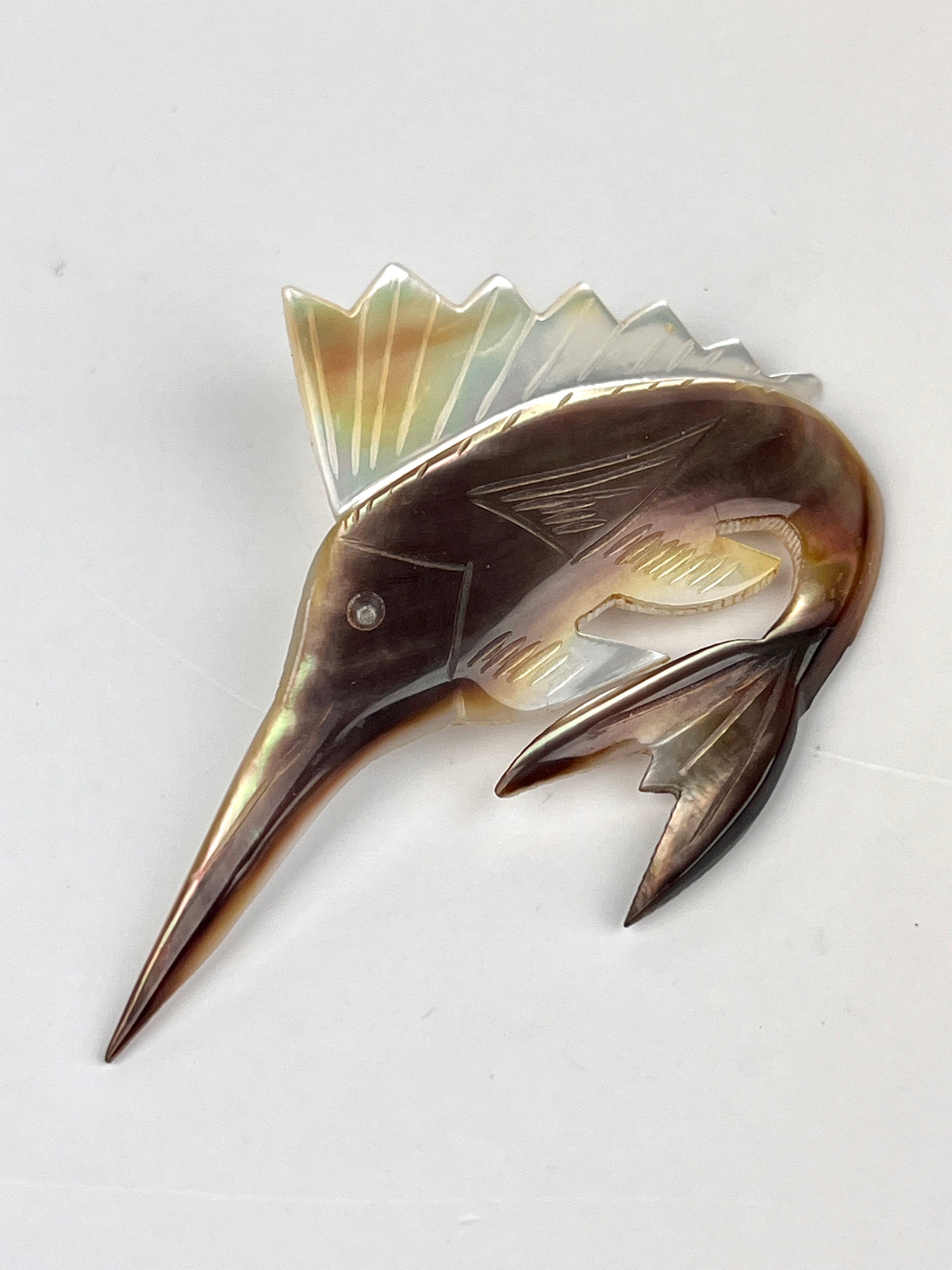 Vintage Mother of Pearl Fish Brooch