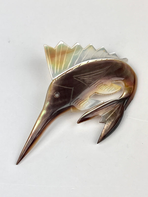Vintage Mother of Pearl Fish Brooch