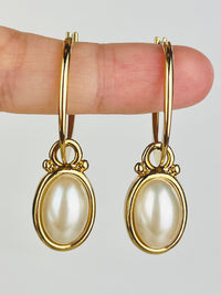 Vintage Faux Pearl Hoops with Removable Charms