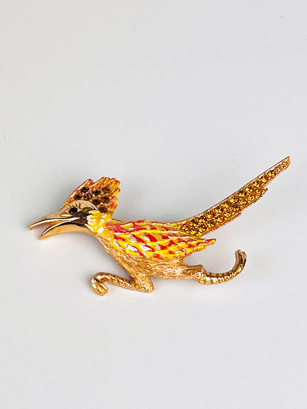 Vintage Rhinestone Roadrunner Brooch