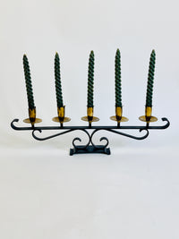 Vintage Mid-Century Modern Brass & Iron Candelabra