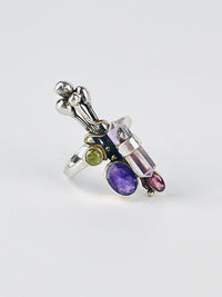 Modernist Sterling Sculptural Gemstone Ring