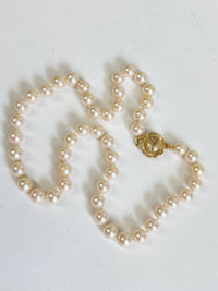 Vintage Faux Pearl & Rose Necklace