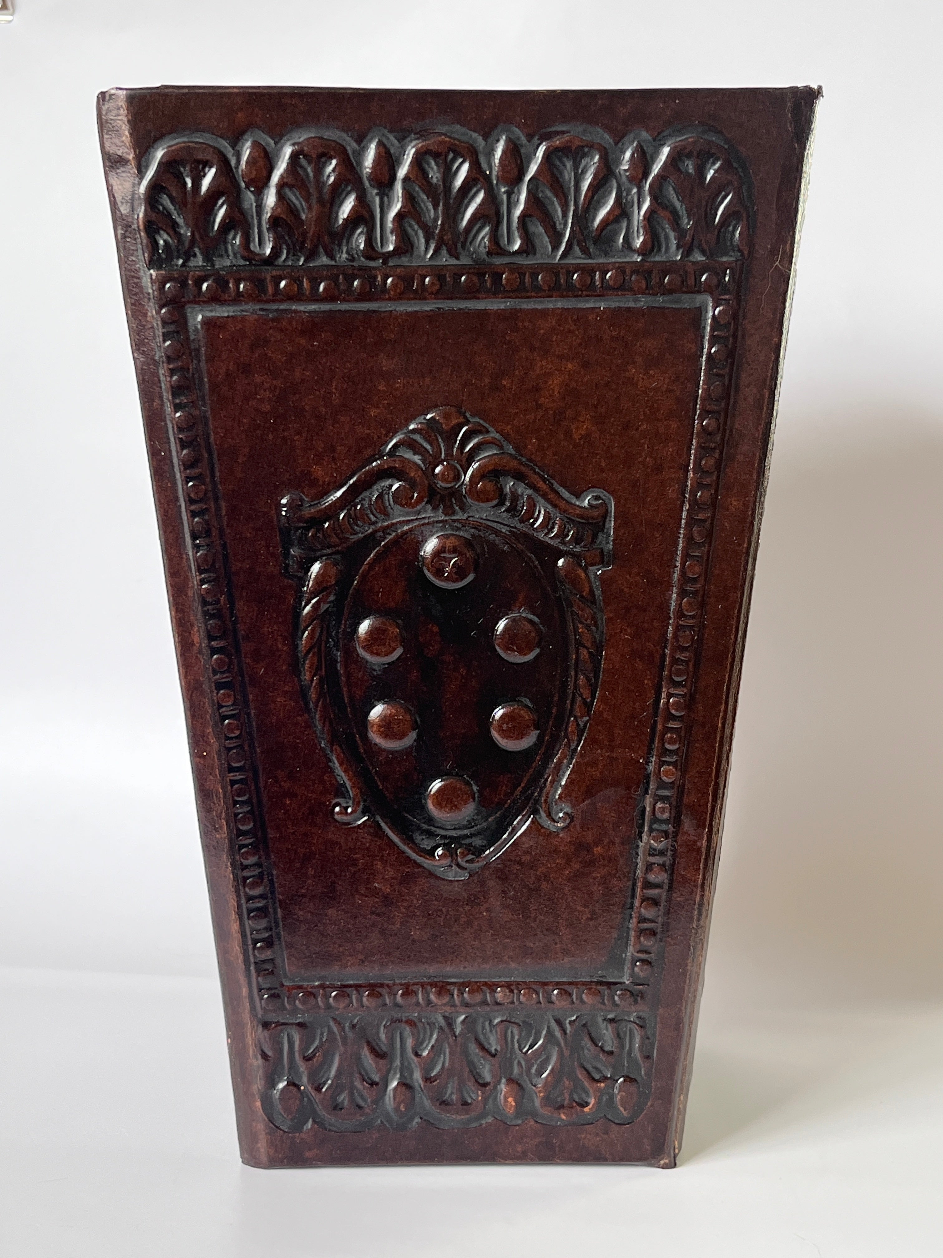 Vintage Florentine Leather Waste Basket - Dark Brown – Dovetail