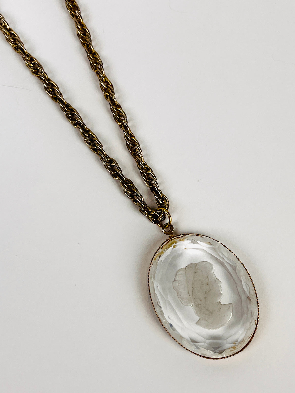 Vintage Glass Intaglio Cameo Necklace
