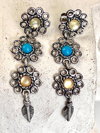 Vintage Sterling & Mother of Pearl Earrings by QT Quoc