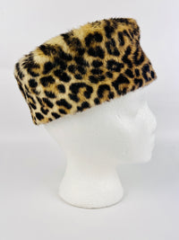 Vintage Leopard Faux Fur Pillbox Hat