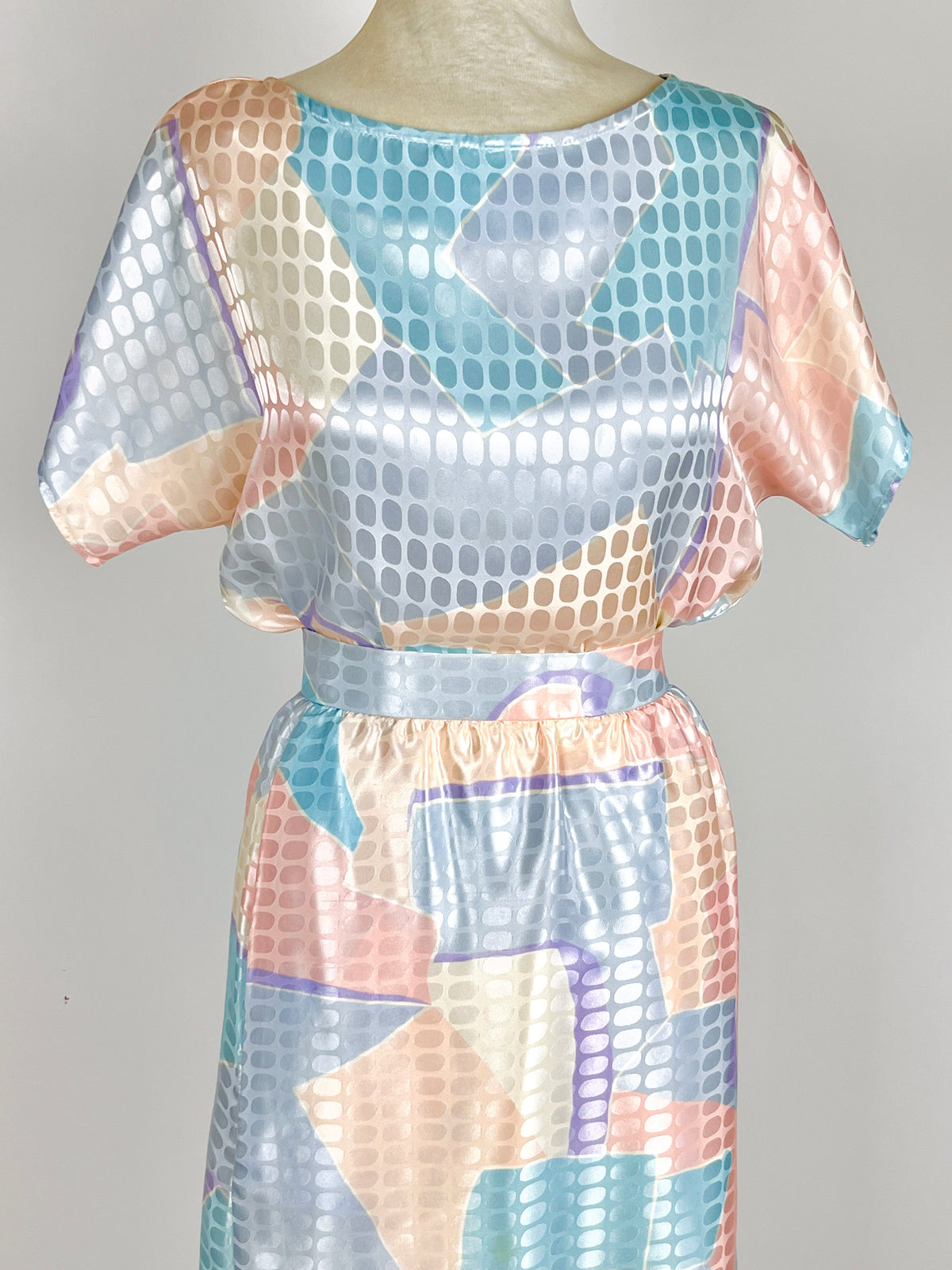 Vintage Pastel Satin 2-Piece Set