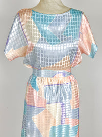 Vintage Pastel Satin 2-Piece Set