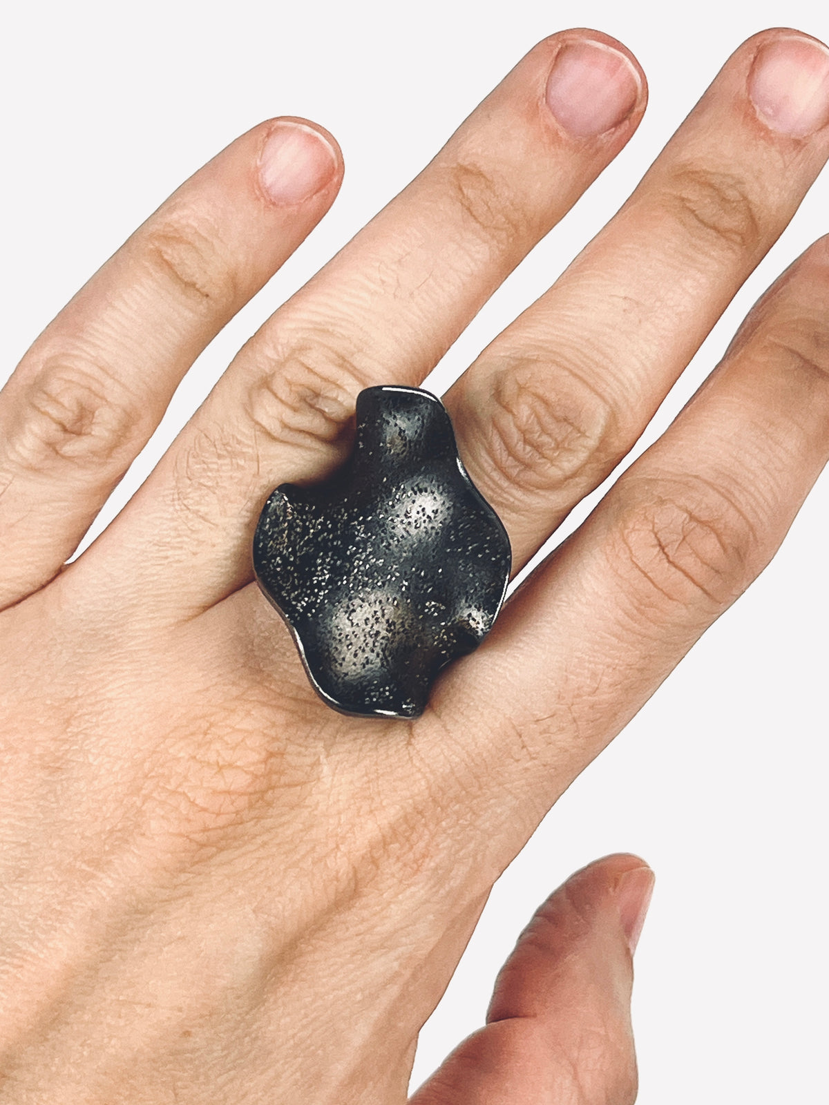 Vintage Oxidized Sterling Silver Shimmer Ring