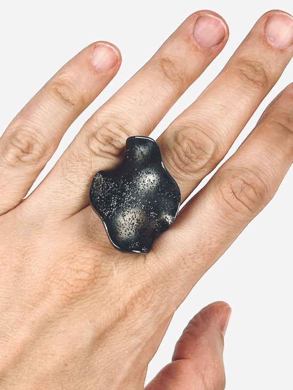Vintage Oxidized Sterling Silver Shimmer Ring