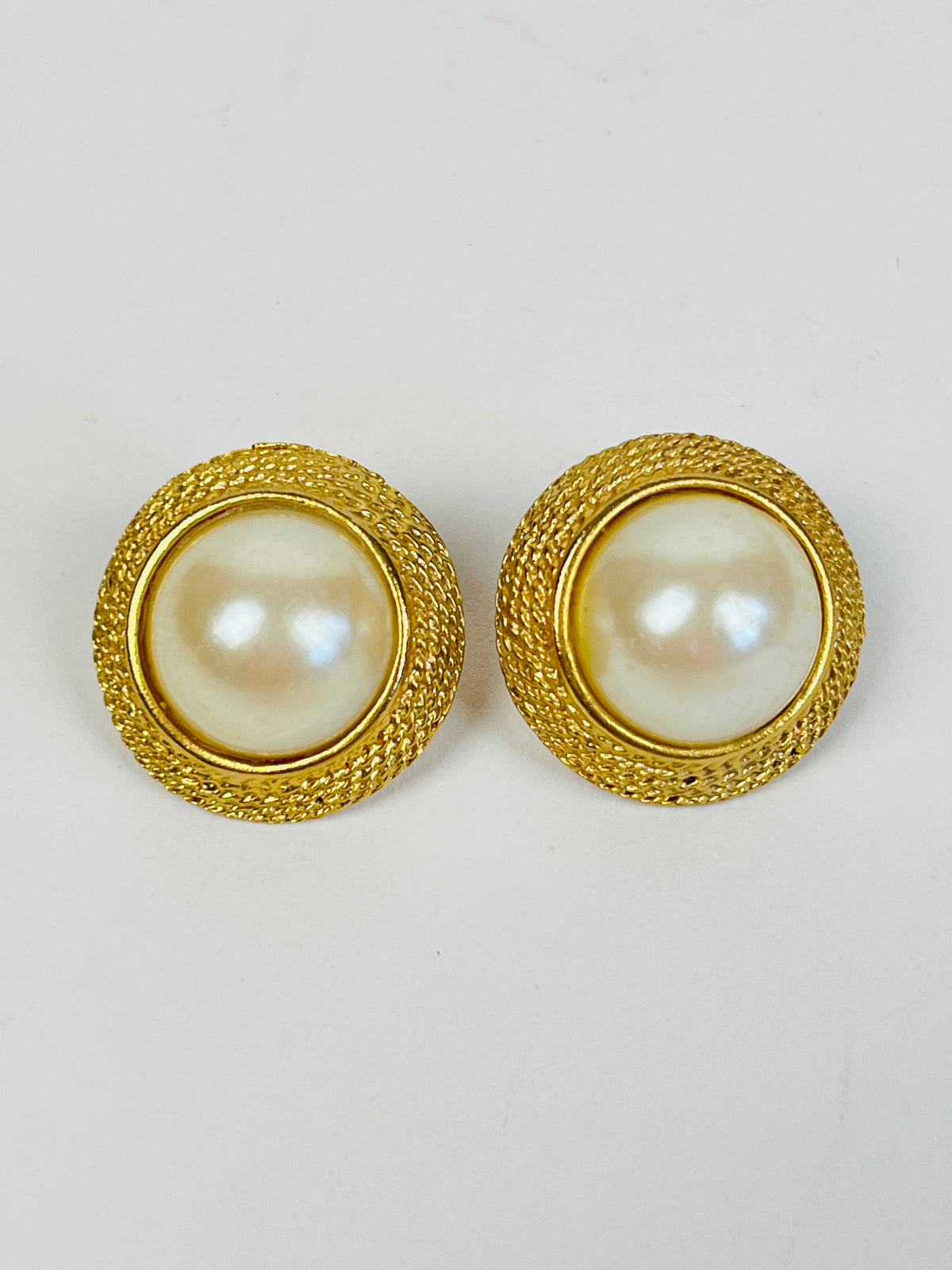 Vintage Faux Pearl Hoop Earrings