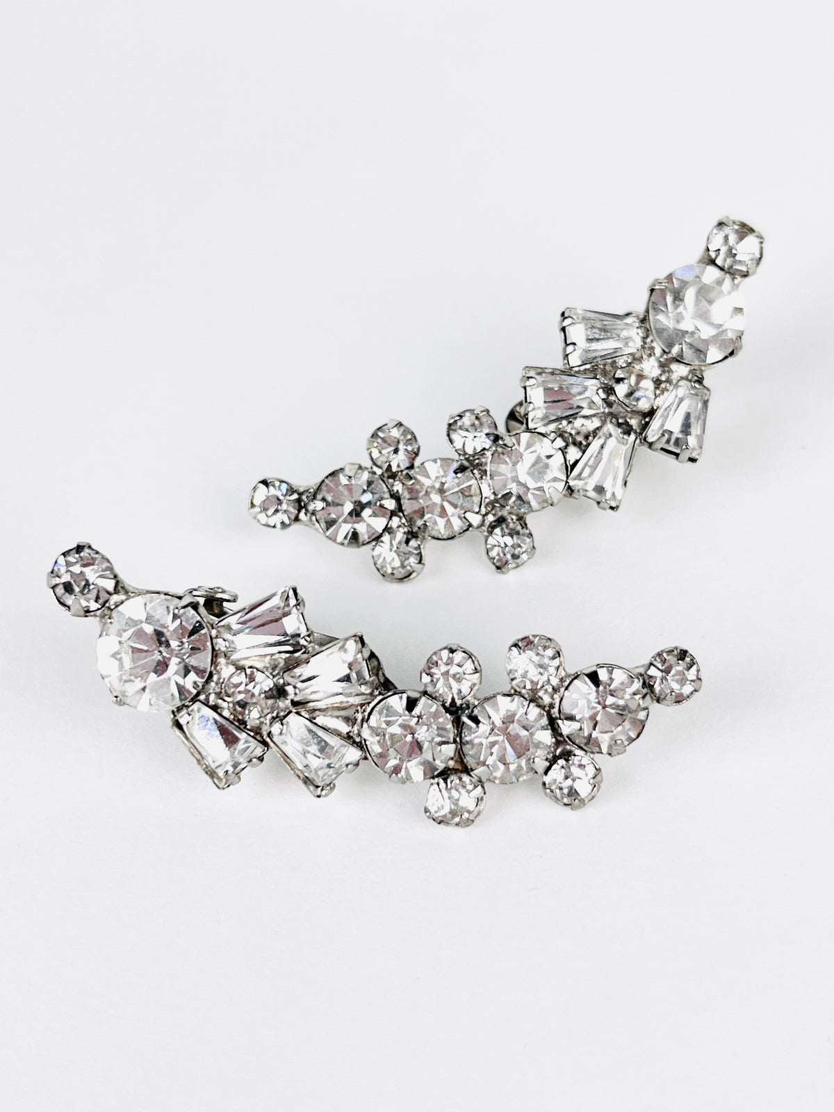 Vintage 1960s Rhinestone Climber Earrings