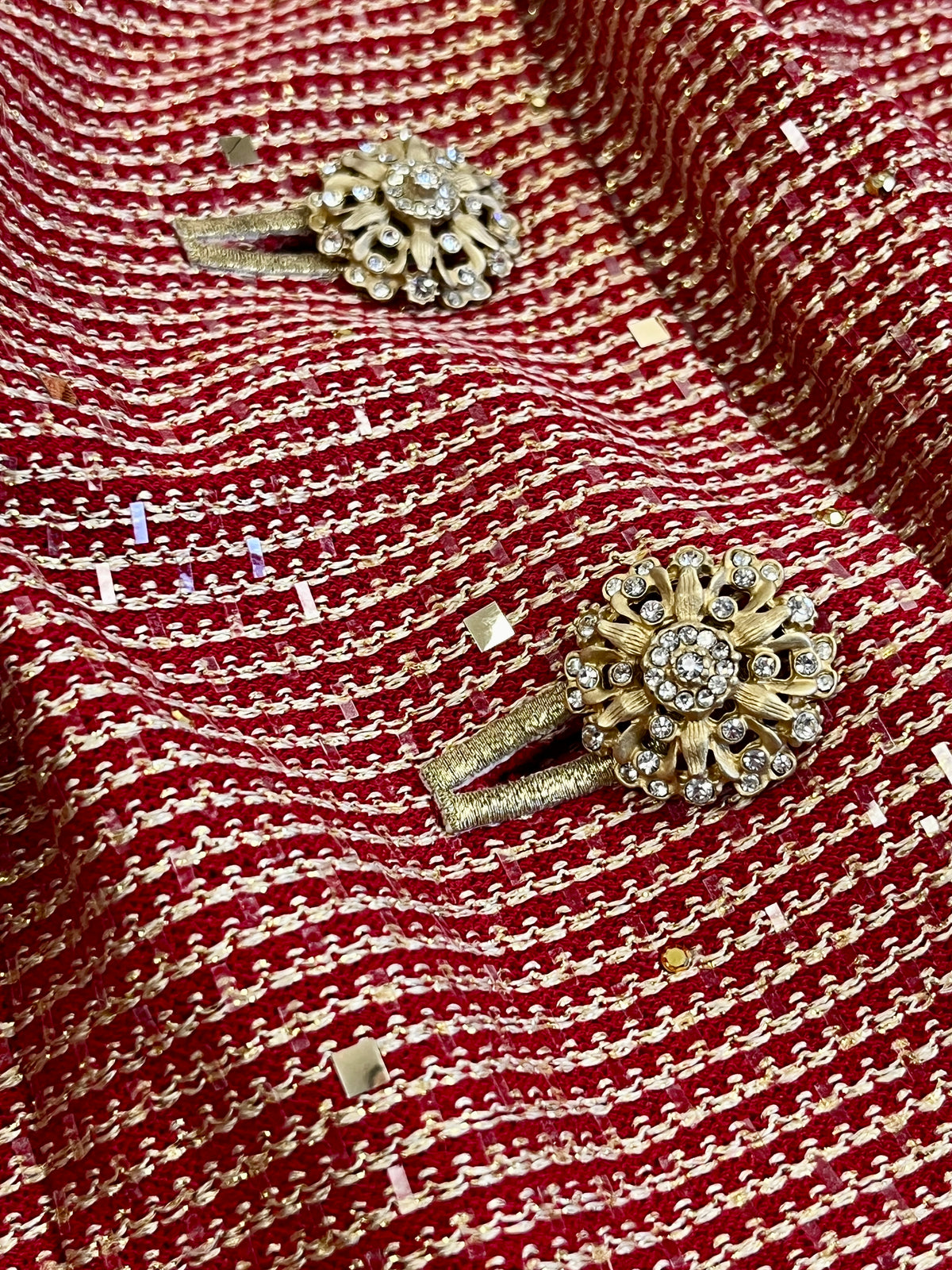 Vintage St. John Couture Red & Gold 2pc Set