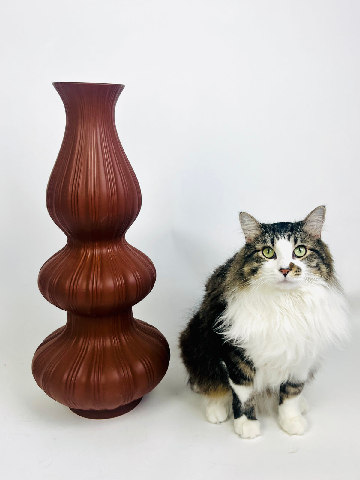 Vintage Ribbed Ceramic Vessel
