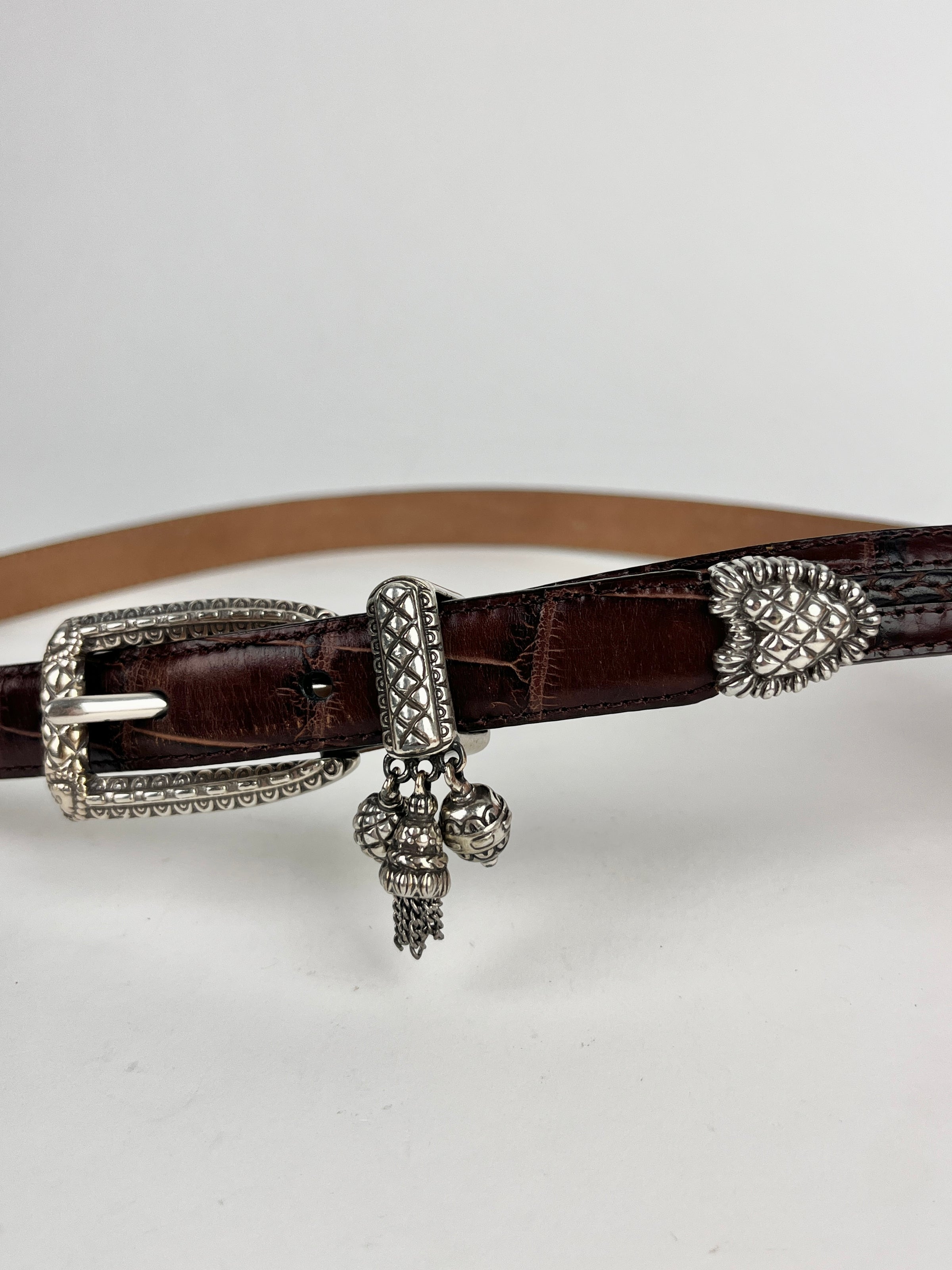 Vintage Brighton Braided Leather Belt With Ornate Metalwork Buckle -   Canada