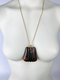 Vintage Amber Lucite Pendant Necklace